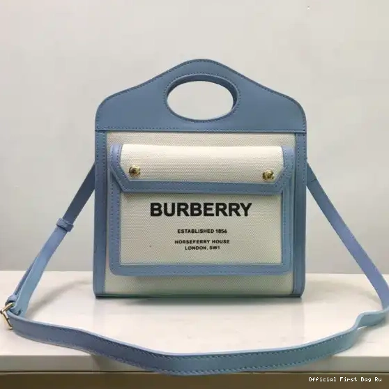 Official FirstBag Ru and Two-tone Pocket Canvas BURBERRY Mini Leather Bag 0503